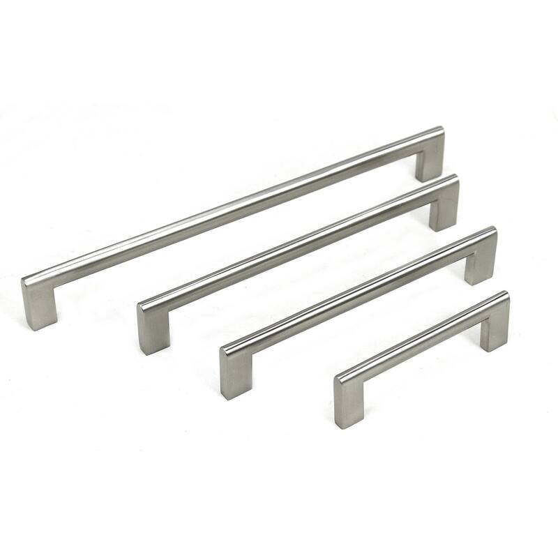 Contemporary 10.625-inch Key Shape Stainless Steel Finish Cabinet Bar Pull Handles (Set of 4) - Silver