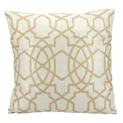 Mina Victory Lattice Ivory/ Gold 18 x 18-inch Throw Pillow by Nourison