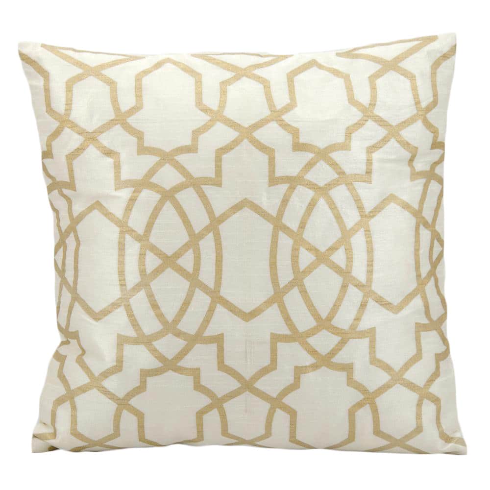 Mina Victory Lattice Ivory/ Gold 18 x 18-inch Throw Pillow by Nourison