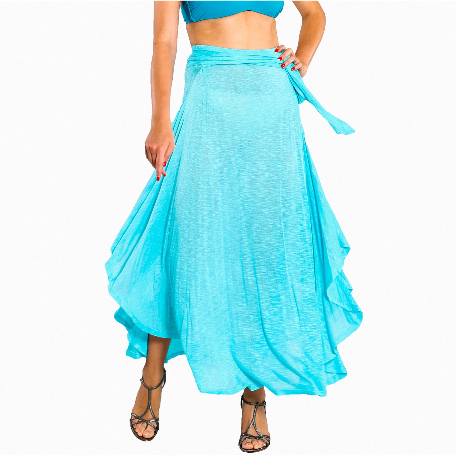 Jordan Taylor Jordan Taylor Womens Aqua Tulum Maxi Skirt Blue Size S (4  6)