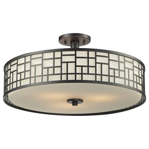 Avery Home Lighting Elea 3-light 20.5-inch Bronze Semi-flush Ceiling Mount with Matte Opal Glass