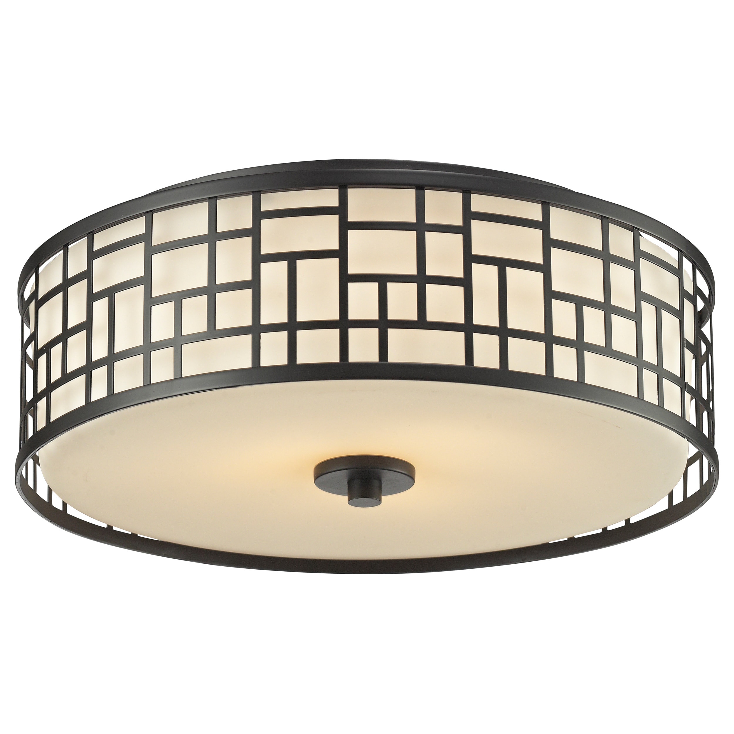 Z lite Elea 3 light Bronze Ceiling Flush Mount With Matte Opal Glass