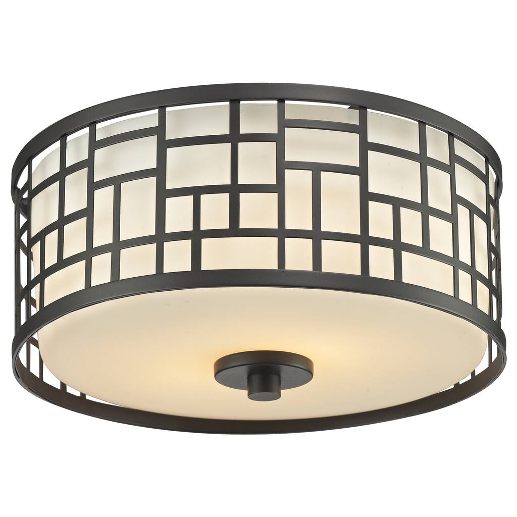 Avery Home Lighting Elea 2-light Bronze Ceiling Flush Mount with Matte Opal Glass