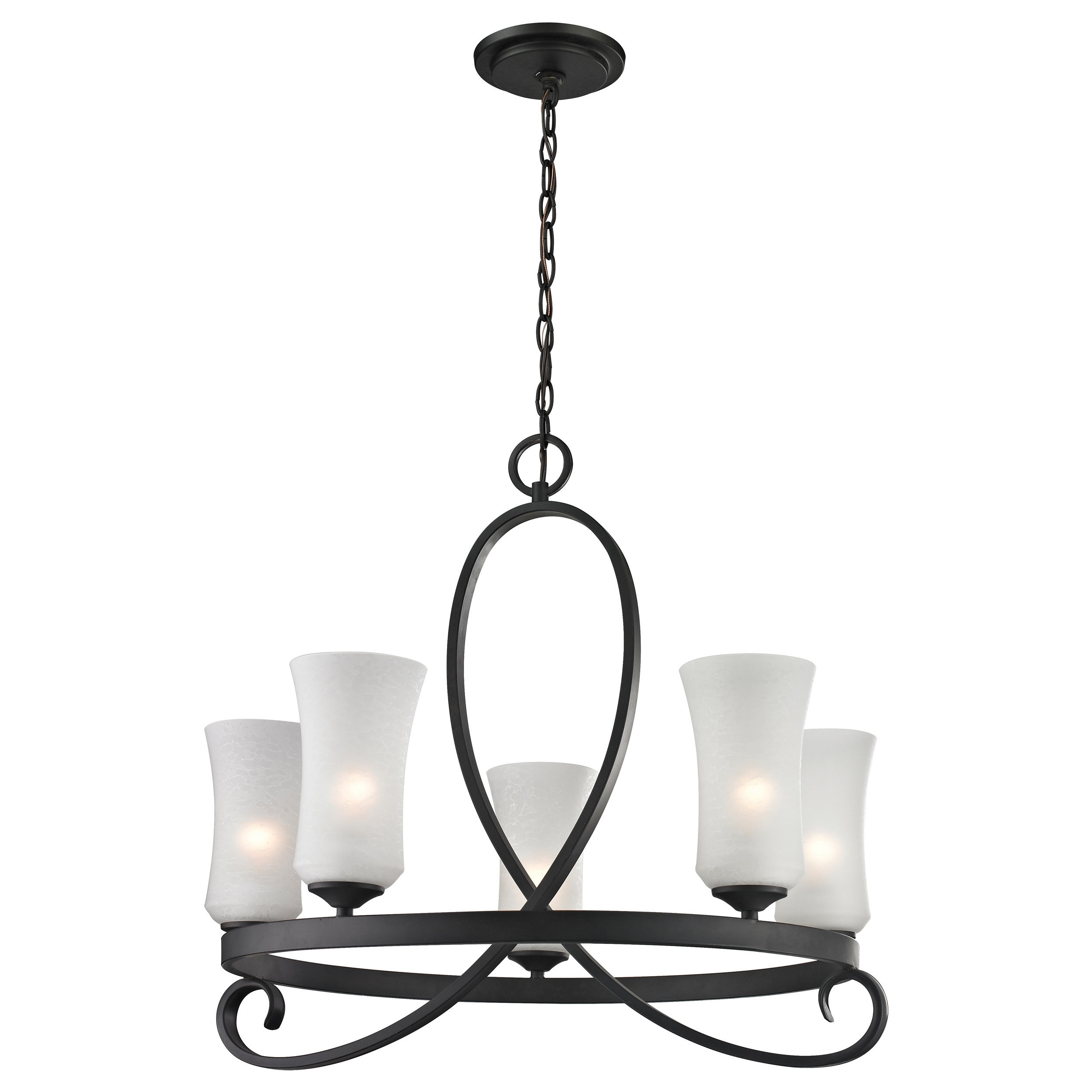 Avery Home Lighting Arshe 5-light Bronze Chandelier with Matte Opal Glass (Bronze) - Chandeliers For Bedrooms by Overstock.com