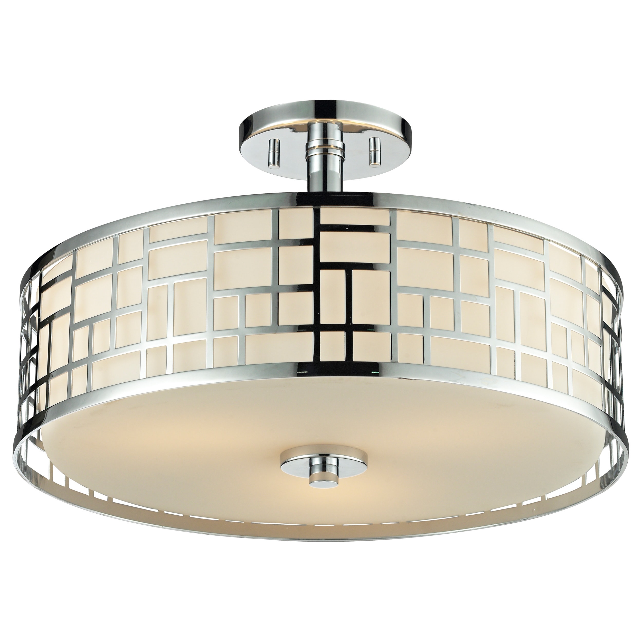 Z lite Elea 3 light Semi flush Mount Chrome Ceiling Fixture With Matte Opal Glass