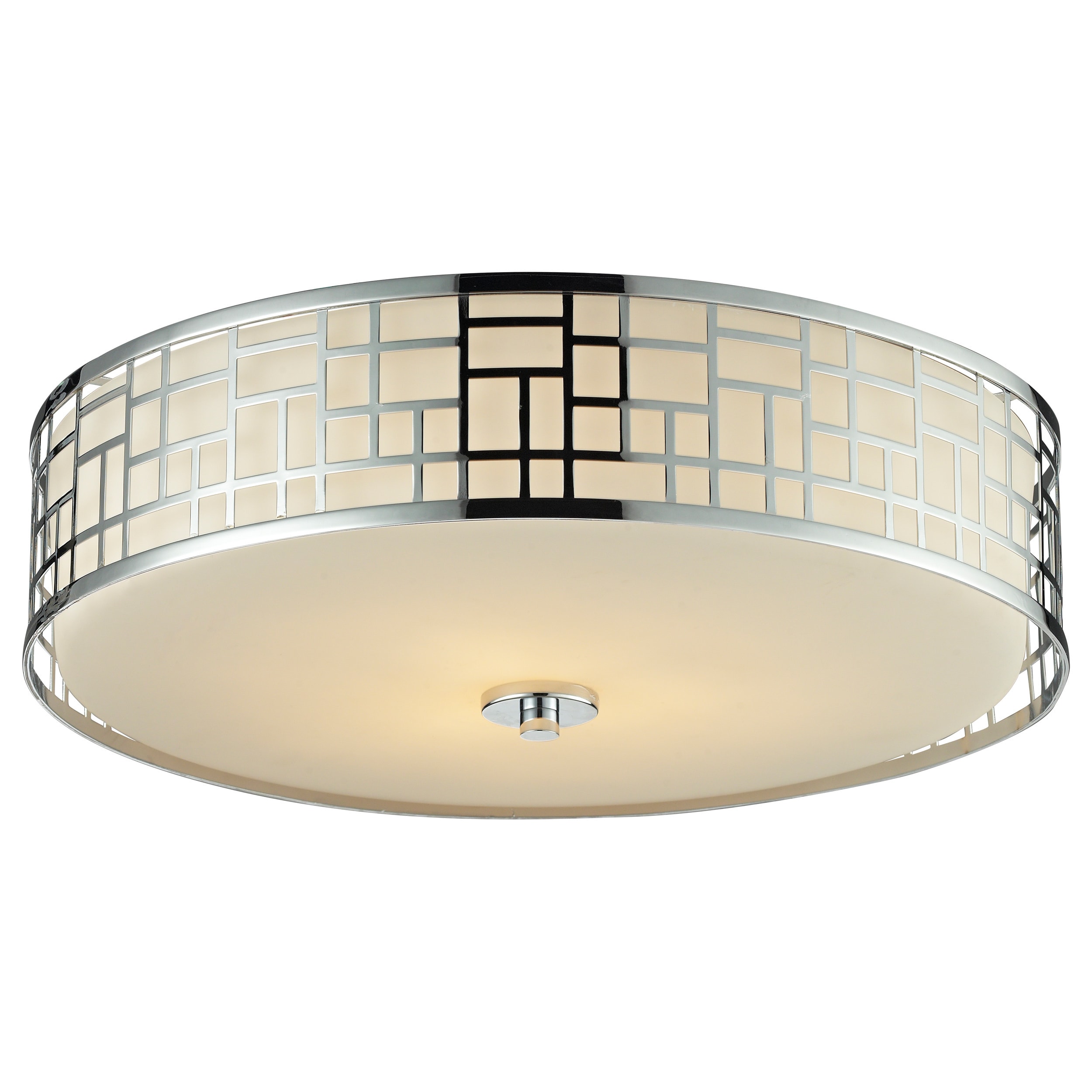 Z lite Elea 3 light 20.5 inch Flush Mount Chrome Ceiling Fixture With Matte Opal Glass