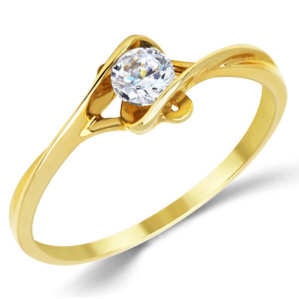 Shop 14k Yellow Gold Round Cubic Zirconia Bypass Solitaire Engagement
