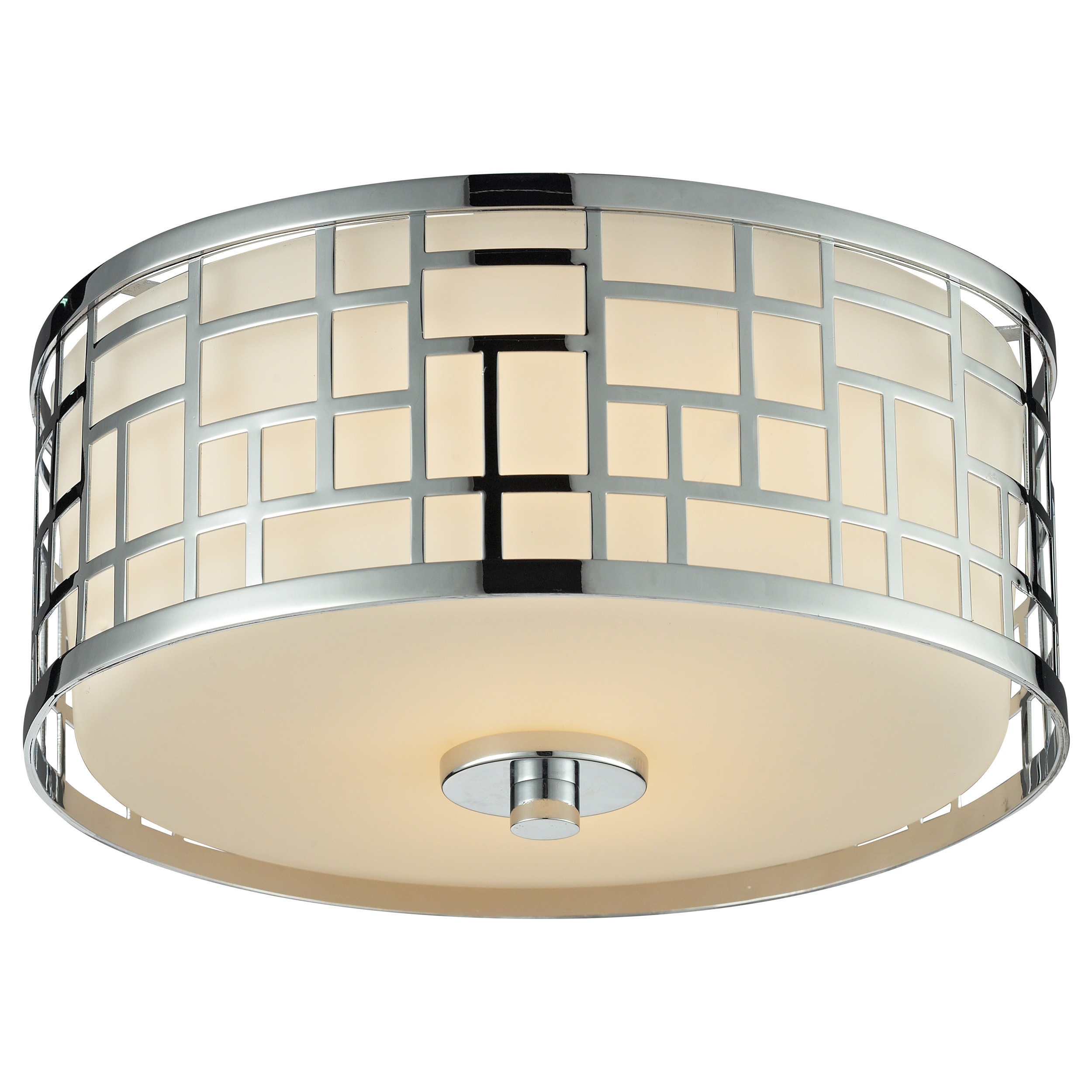 Z lite Elea 2 light Chrome Flush Mount Ceiling Fixture With Matte Opal Glass