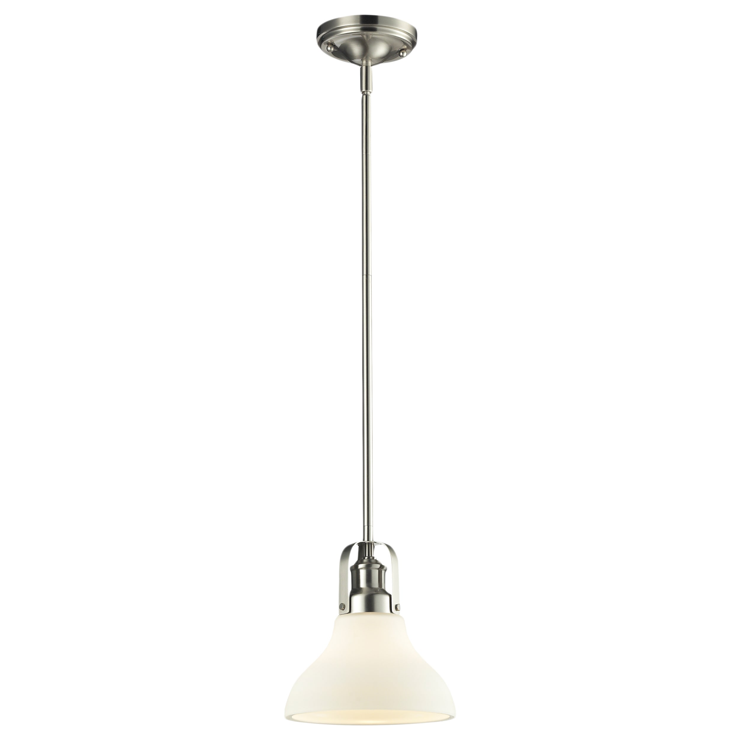 Z lite Forge 1 light Brushed Nickel/ Matte Opal Glass Mini Pendant