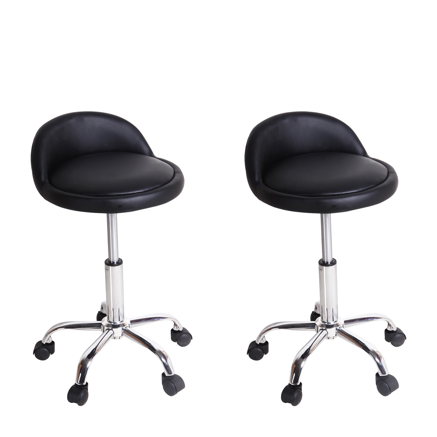 Black Faux Leather Upholstery Low back Barber Bar Stools (set Of 2)