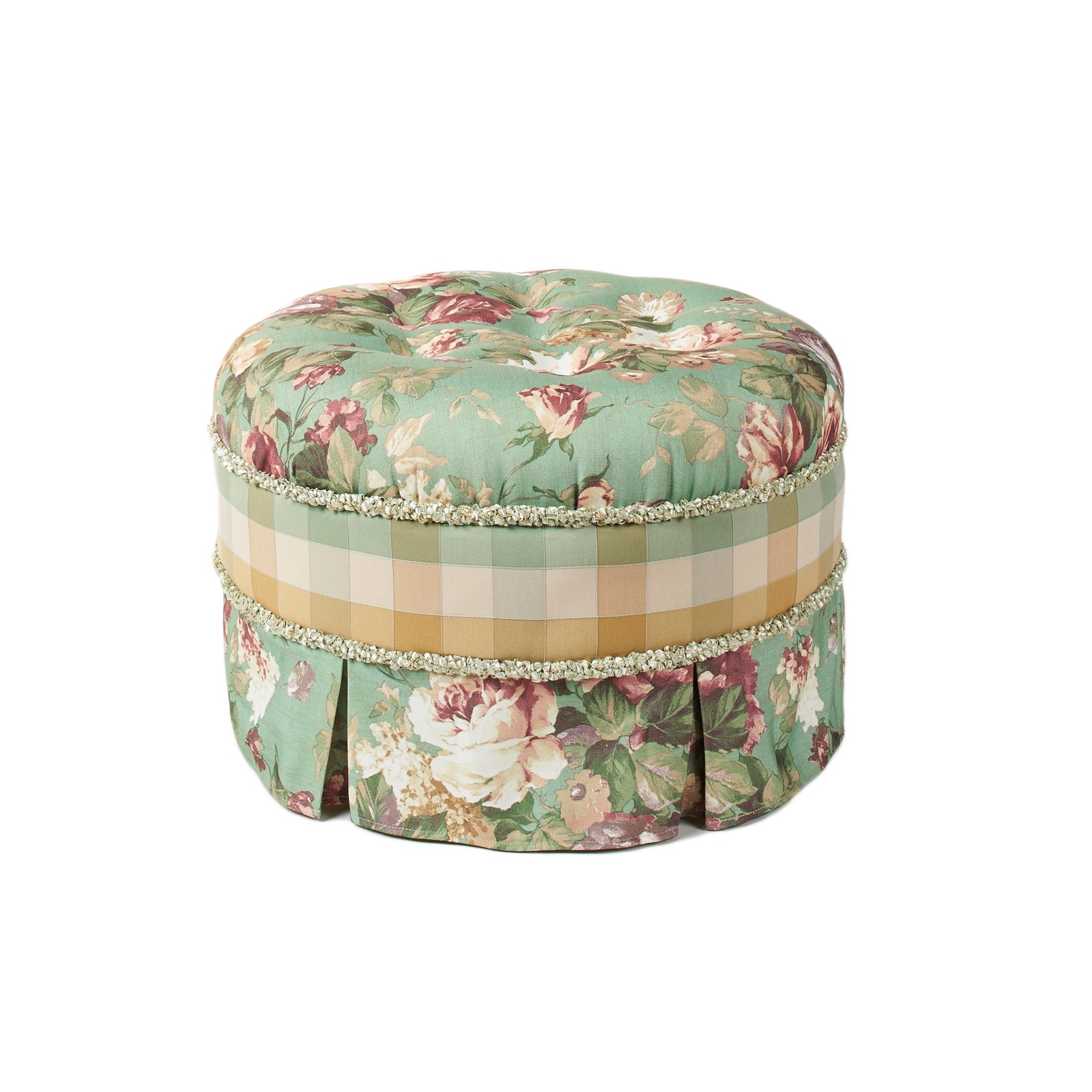 Chesapeake Floral Upholstered Round Ottoman