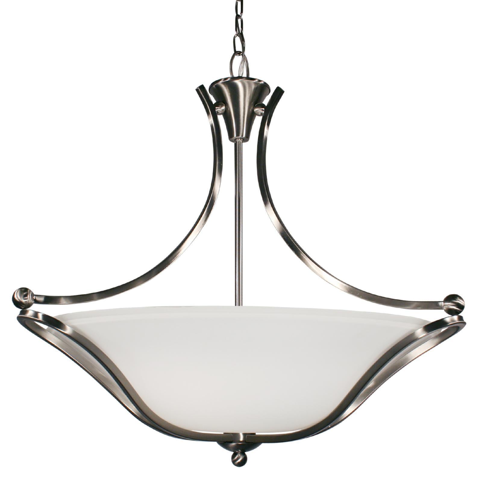 Carlisle 3 light Brushed Nickel Matte Opal Glass Bowl Pendant