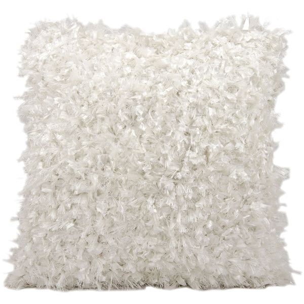 Mina Victory Shimmer Shag White 20 x 20-inch Throw Pillow by Nourison