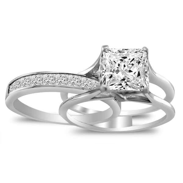 Shop 14k White Gold 1 3 4 Ct Princess Cut Cubic Zirconia Insert