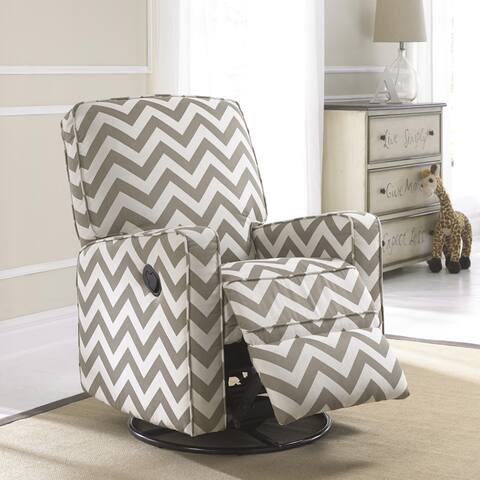 Crawford Taupe and Cream Fabric Modern Nursery Swivel Glider Recliner Chair