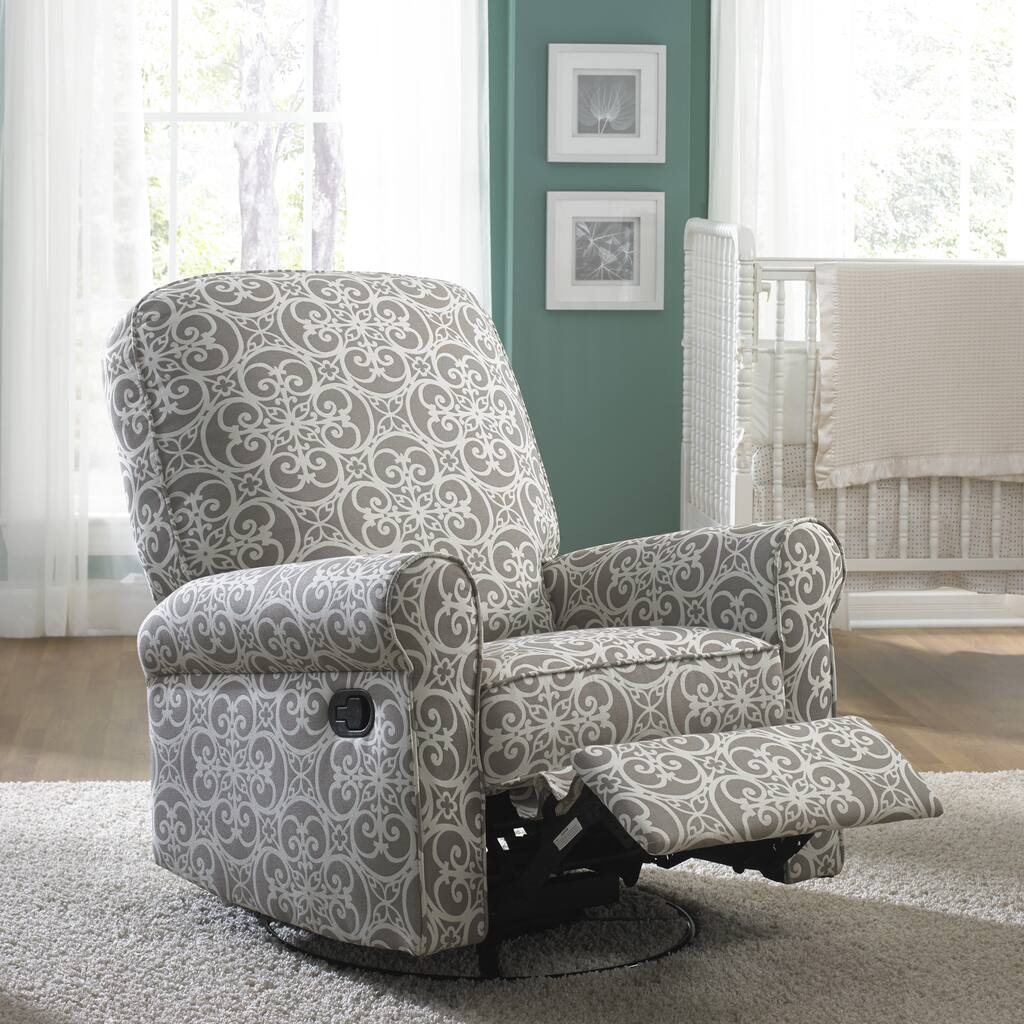 Jackson Grey and Cream Fabric Nursery Swivel Glider Recliner Chair