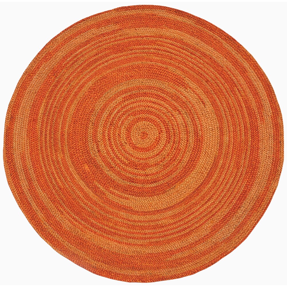 Shop Handwoven Orange Abrush Braided Jute Rug (6' x 6' Round) Free