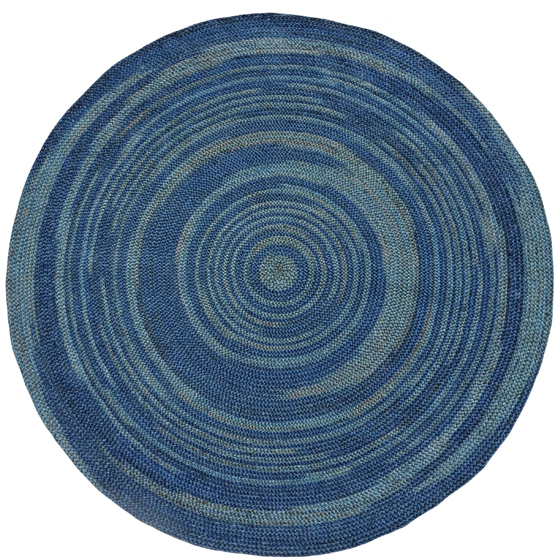 Hand woven Blue Abrush Braided Jute Rug (6 X 6 Round)