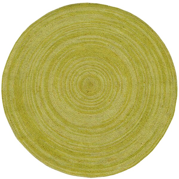 Shop Handwoven Green Abrush Braided Jute Rug (6' x 6' Round) On Sale