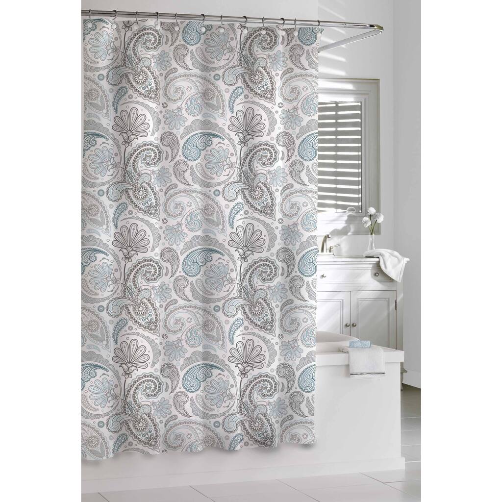 Kassatex Paisley Blue Grey Shower Curtain