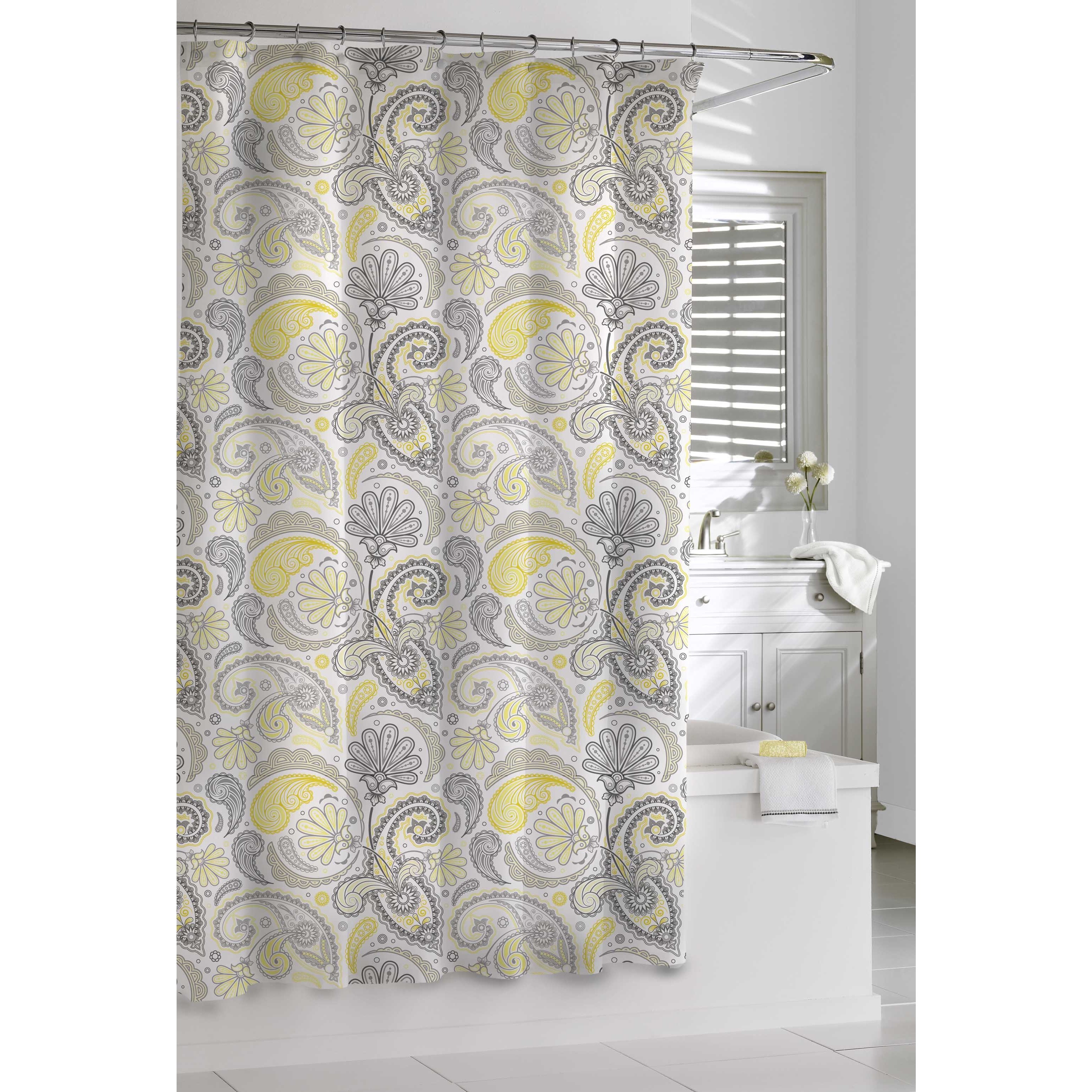Garden Paisley Yellow and Grey Shower Curtain   Overstock   8973865