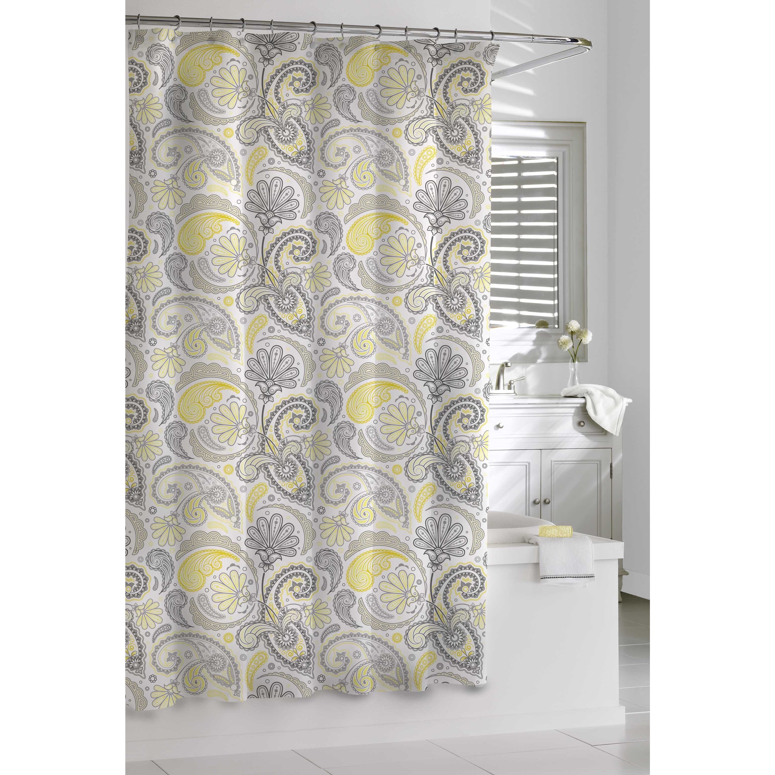 Garden Paisley Yellow And Grey Shower Curtain