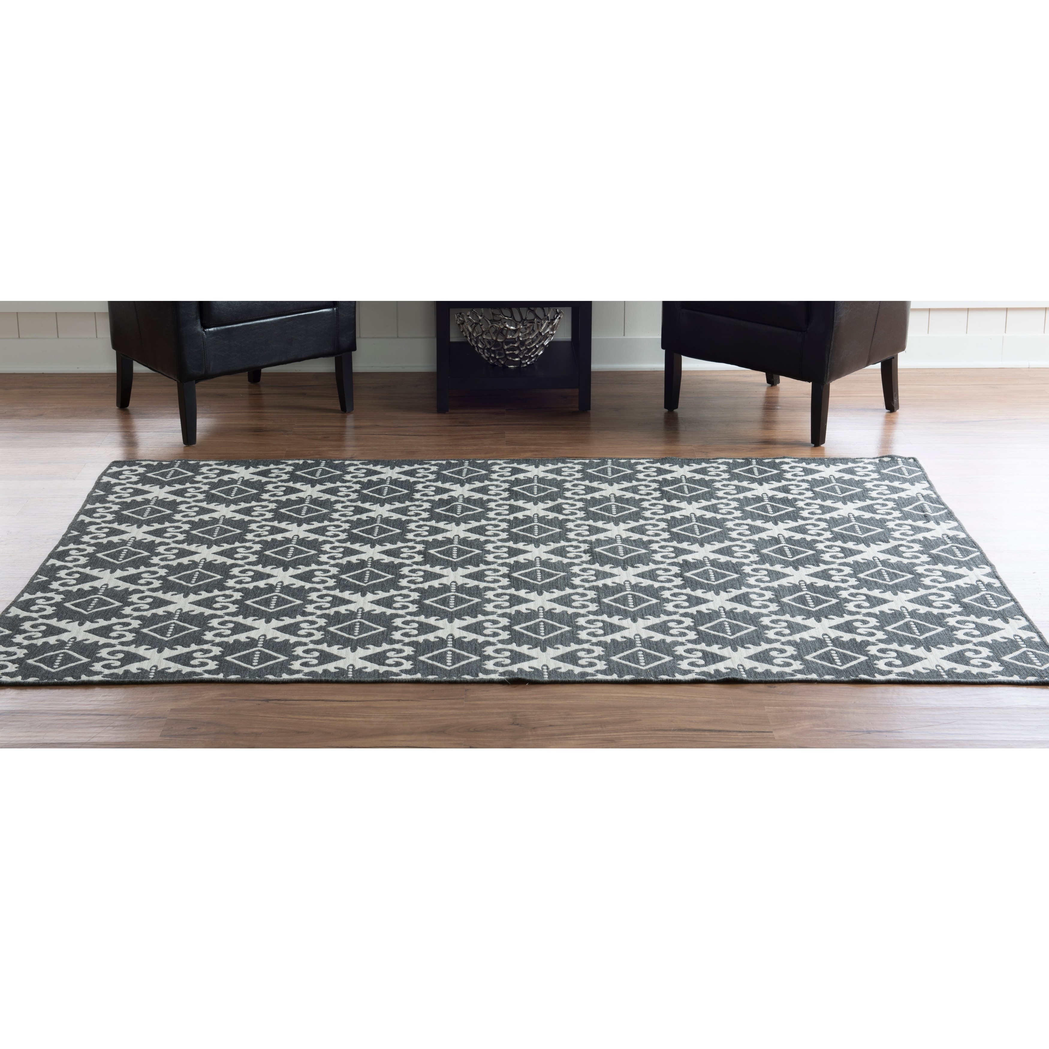 Foundation Collection Grey Ikat Reversible Rug (5 X 8)