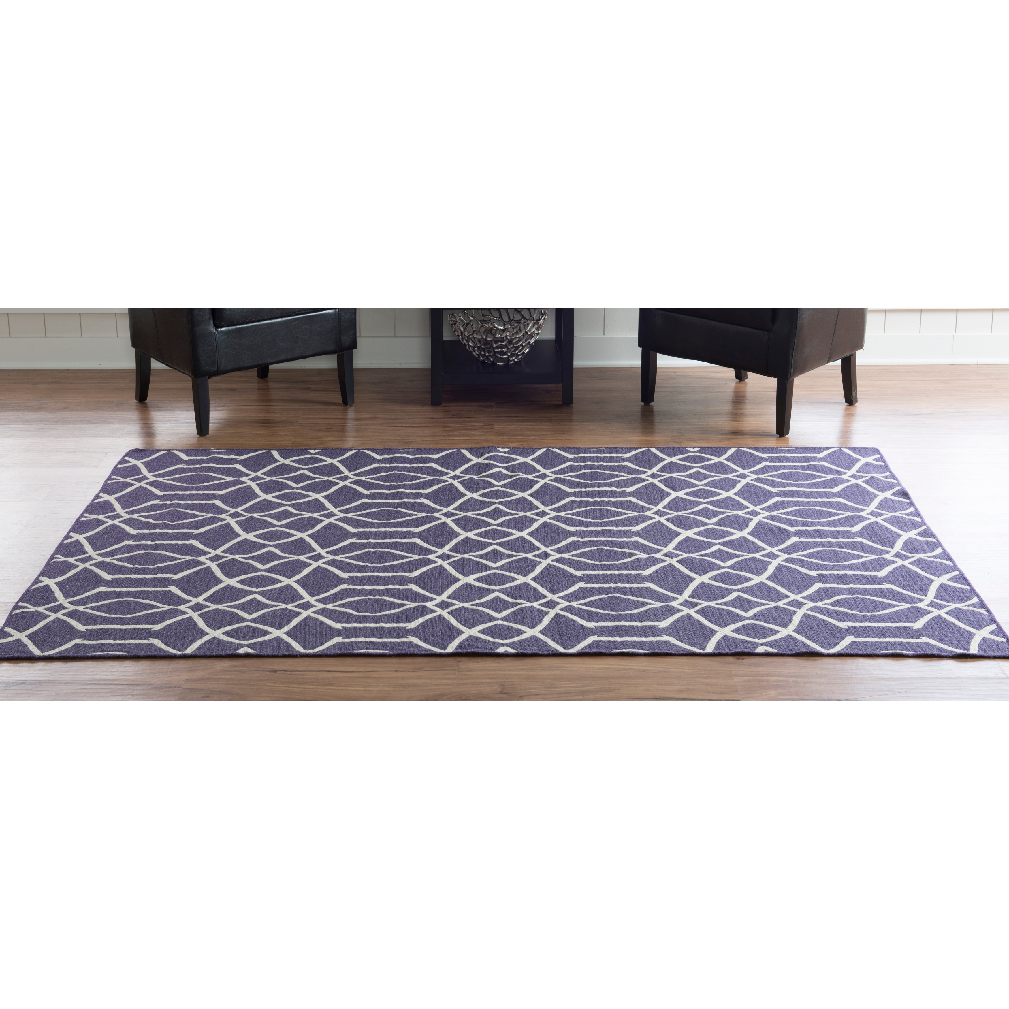 Foundation Collection Purple Trellis Reversible Rug (5 X 8)