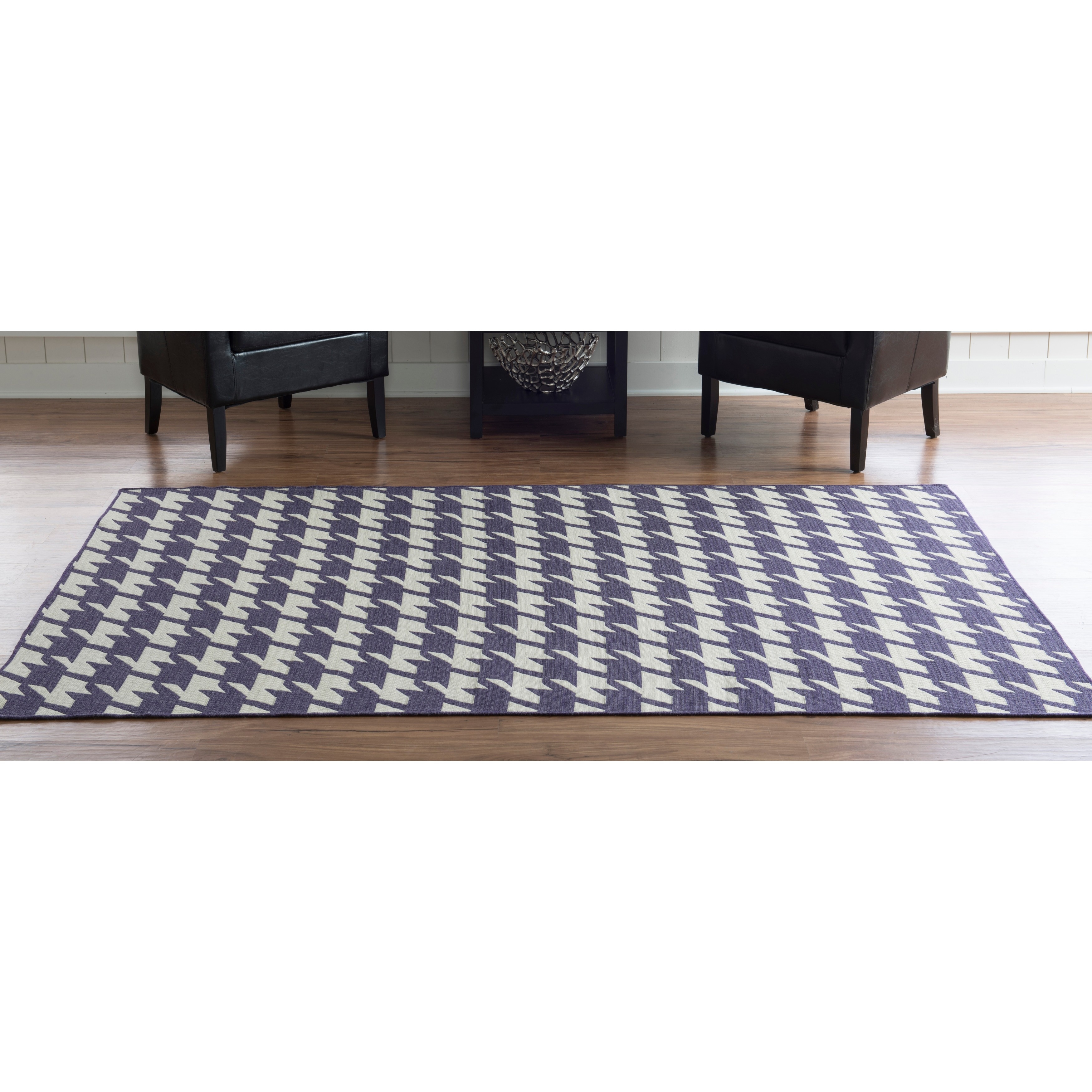 Foundation Collection Purple Houndstooth Reversible Rug (5 X 8)