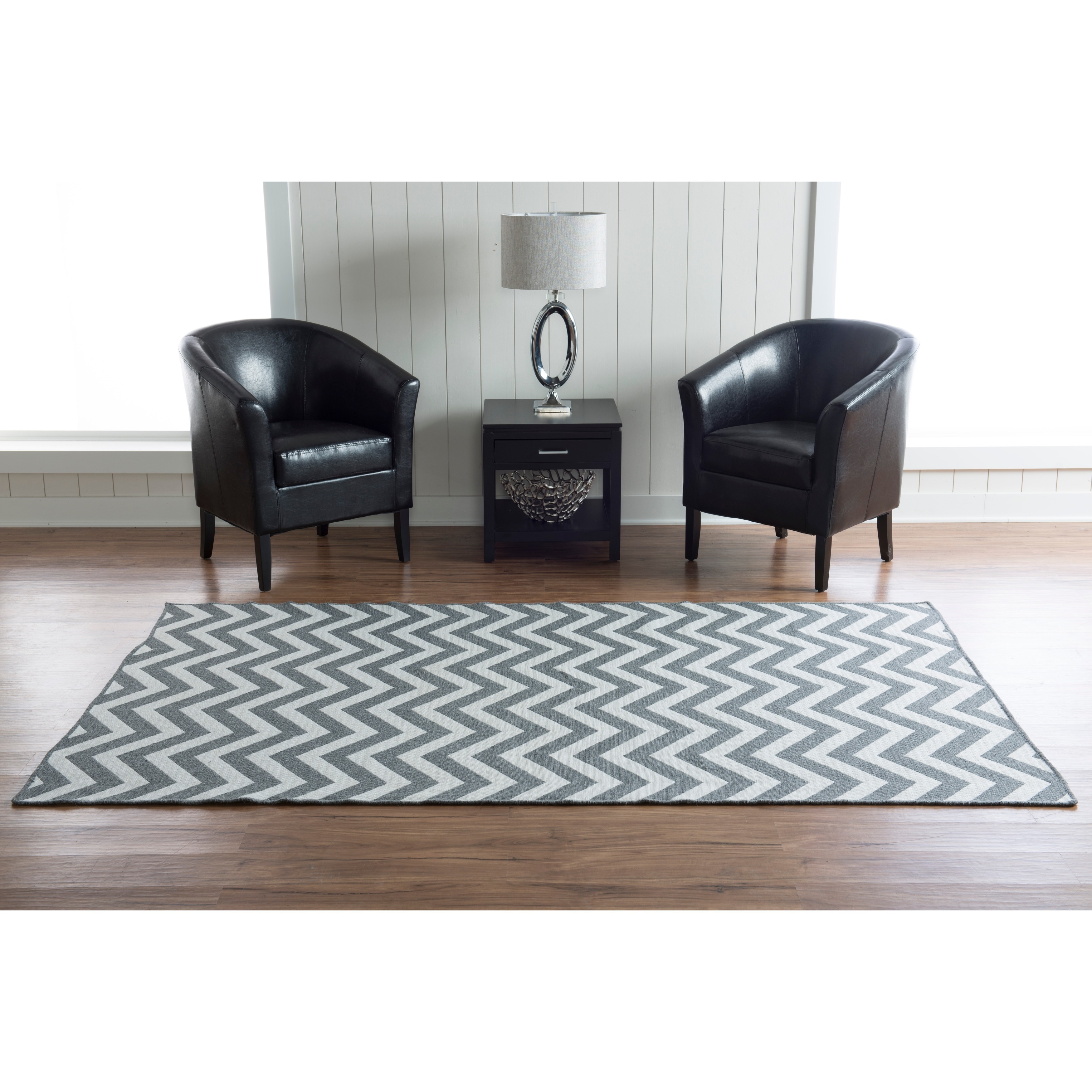 Foundation Collection Grey Chevron Reversible Rug (5 X 8)