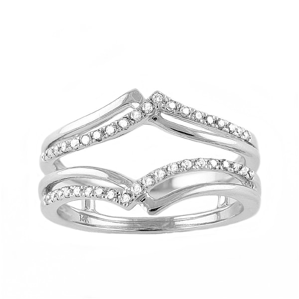 Shop 14k White Gold 1/5ct TDW Diamond Wrap Guard Engagement Ring - Free ...