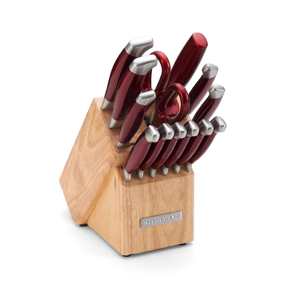 KitchenAid Candy Apple Red 14 piece Stainless Steel Cutlery Set KitchenAid Block Sets