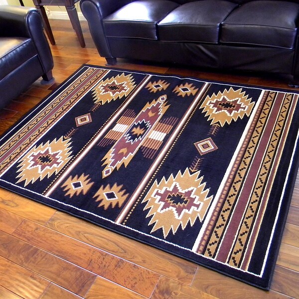 Black Southwestern Area Rug (5' x 7') Free Shipping Today Overstock