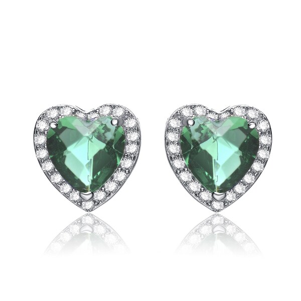 Shop Collette Z Sterling Silver Green Cubic Zirconia Heart Earrings ...