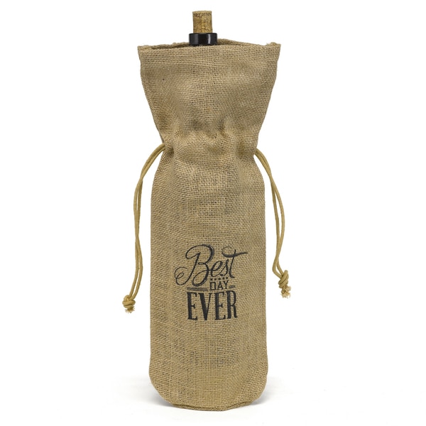 Hortense B. Hewitt Best Day Ever Burlap Wine Bag