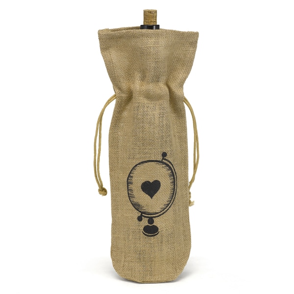 Hortense B. Hewitt Glove with Heart Burlap Wine Bag  