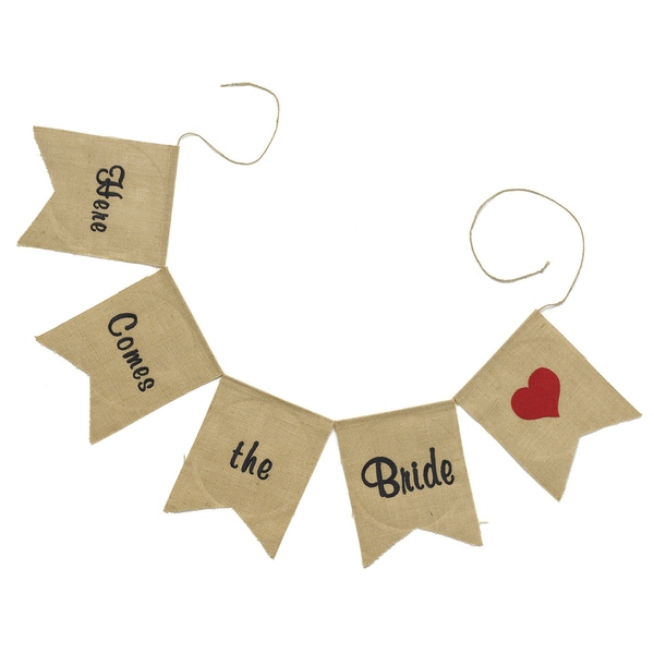 Hortense B. Hewitt Here Comes the Bride Burlap Banner  