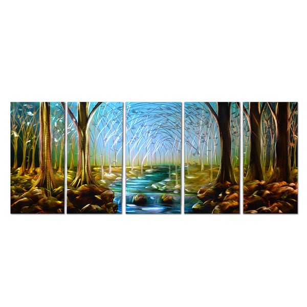 'Forest' Hand painted 5 piece Metal Wall Art DESIGN ART Metal Art