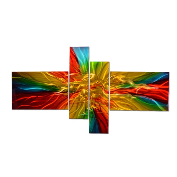 Vibrant Colored Hand-painted 4-piece Metal Wall Art