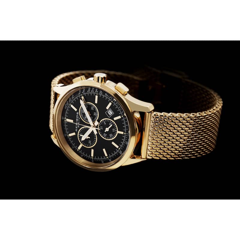Akribos XXIV Men's Swiss Quartz Chronograph Mesh Stainless Steel Strap Bracelet