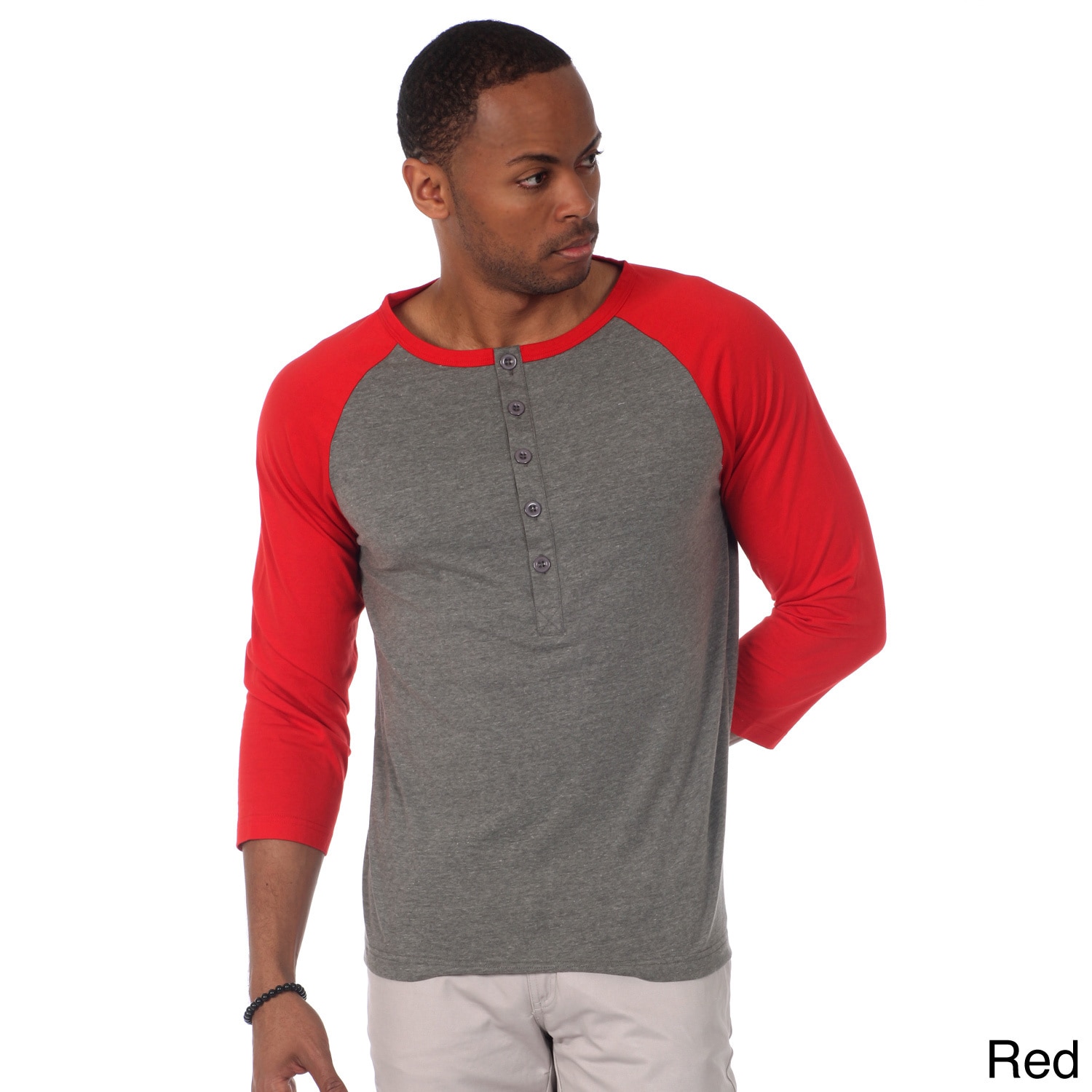 Something Strong Justified Lies Mens Raglan Cut Baseball Henley Tee Red Size S