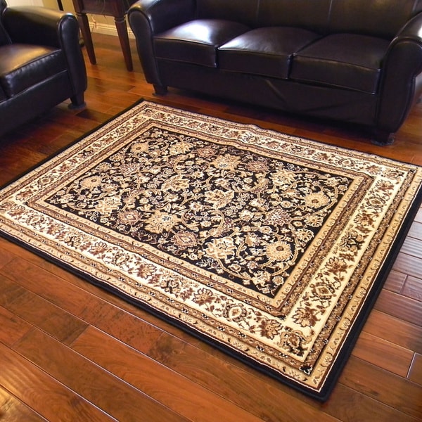 TajMahal 106 Black Oriental Design Area Rug (5 x 7)