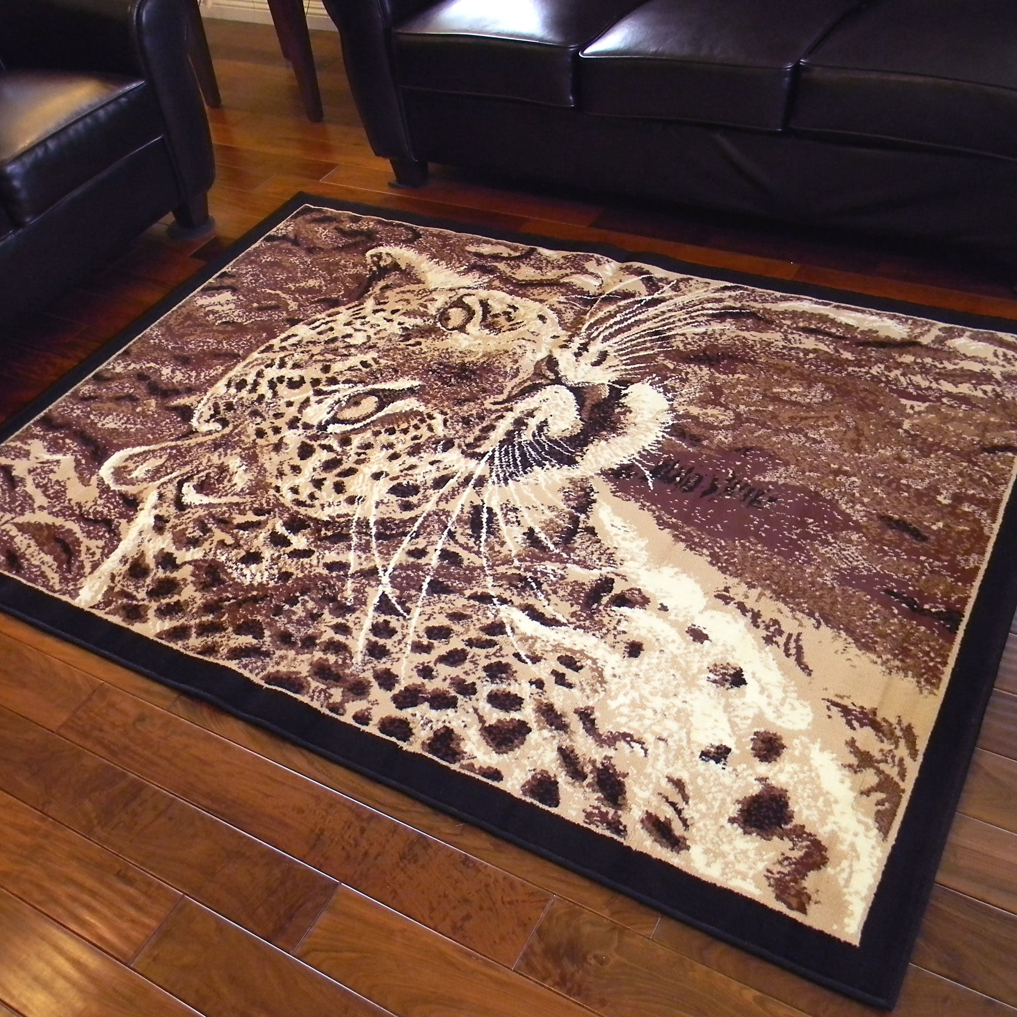 African Adventure Leopard Head Design Area Rug (5 X 7)