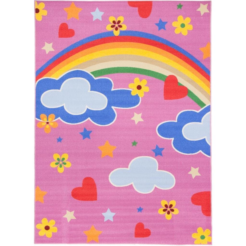 Gorgeous Princess Non skid Rubber Backing Kids Pink Rug (43 X 61)