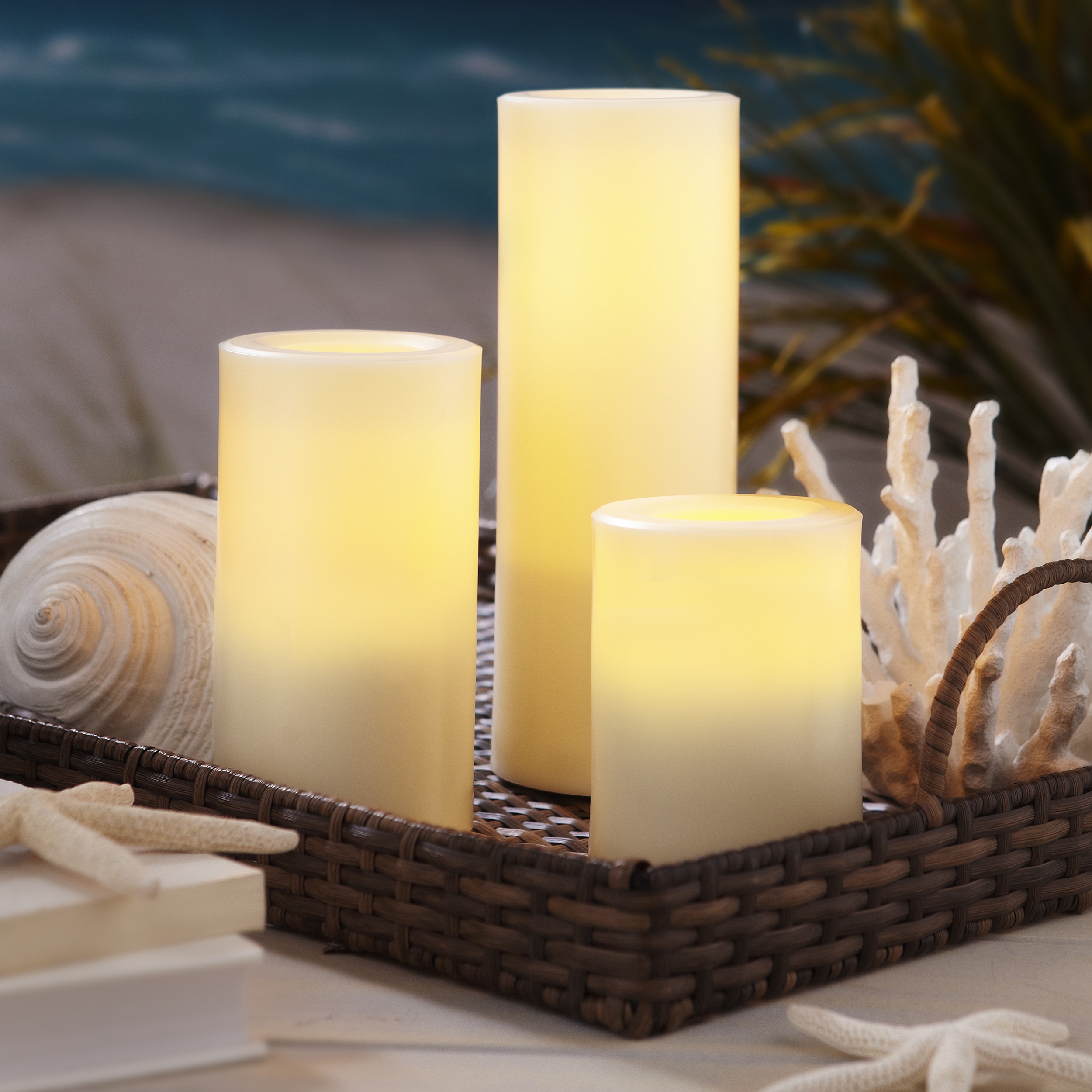 Order Home Collection 3 piece Led Outdoor Candle Set With Timer