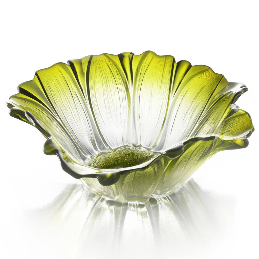 Glass Daisy 12.5-inch Green Bowl