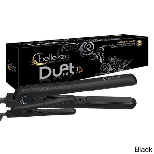 Bellezza Duo Set 1.25 inch Flat Iron and 0.5 inch Mini Flat Iron Set Cortex Flat Irons