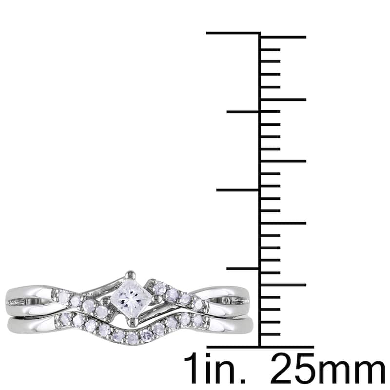 Miadora Sterling Silver 1/5ct TDW Diamond Bridal Ring Set