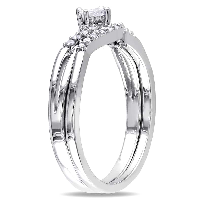 Miadora Sterling Silver 1/5ct TDW Diamond Bridal Ring Set