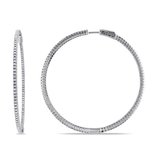 Miadora Sterling Silver 1ct Tdw Diamond Thin Hoop Earrings On Miadora Sterling Silver 1ct Tdw Diamond Thin Hoop Earrings